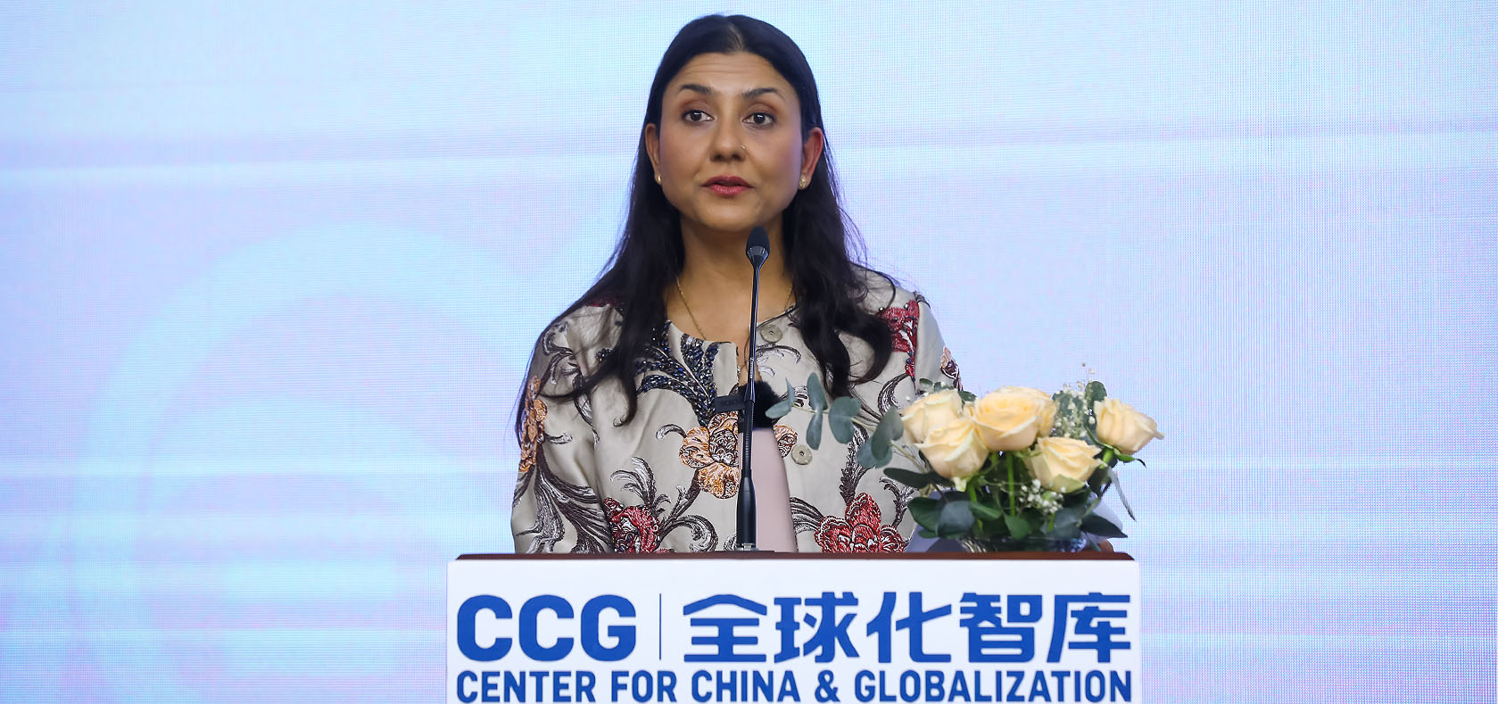 Smriti Aryal, UN Women Representative in China, opens the conference. Photo courtesy of the Center for China and Globalization