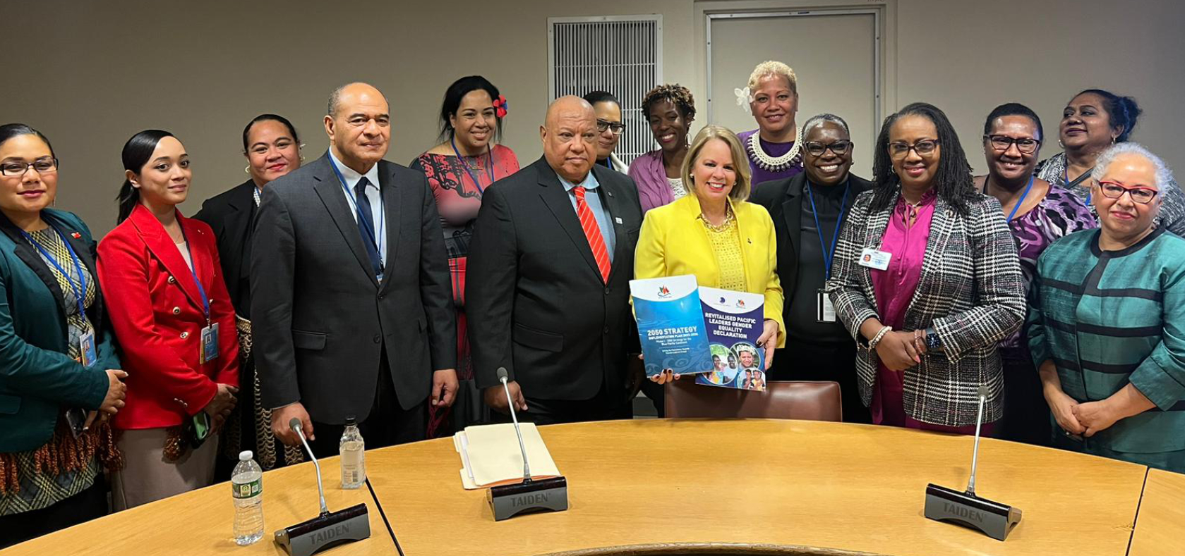 Panellists, Government representatives and civil society organizations at the CSW68 side event, “Small Islands Developing States (SIDS) and Gender Equality—Charting the course toward Resilient Prosperity for All using a gender lens” in New York. 
