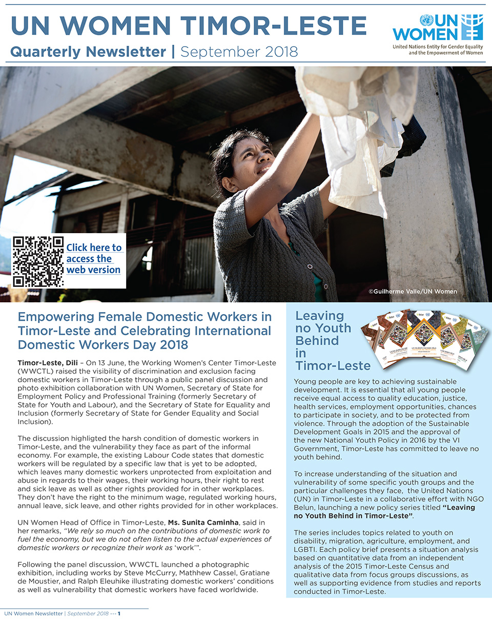 UN Women Timor-Leste Quarterly Newsletter | September 2018