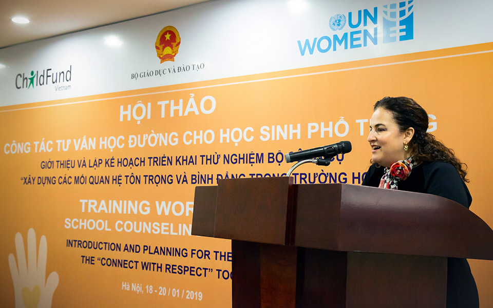 Elisa Fernandez, UN Women Viet Nam - Head of Office, in her opening remark for the Training workshop. Photo: UN Women/Ta Huong Linh