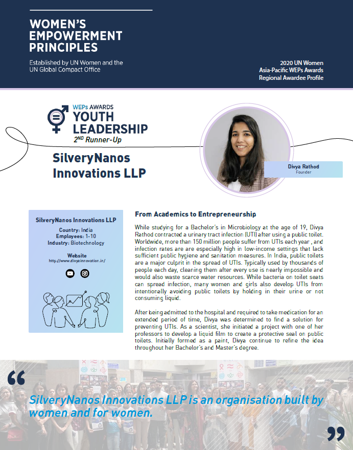 UN Women 2020 Asia-Pacific WEPs Awards Regional Awardee Profile (Youth Leadership, Divya Rathod)