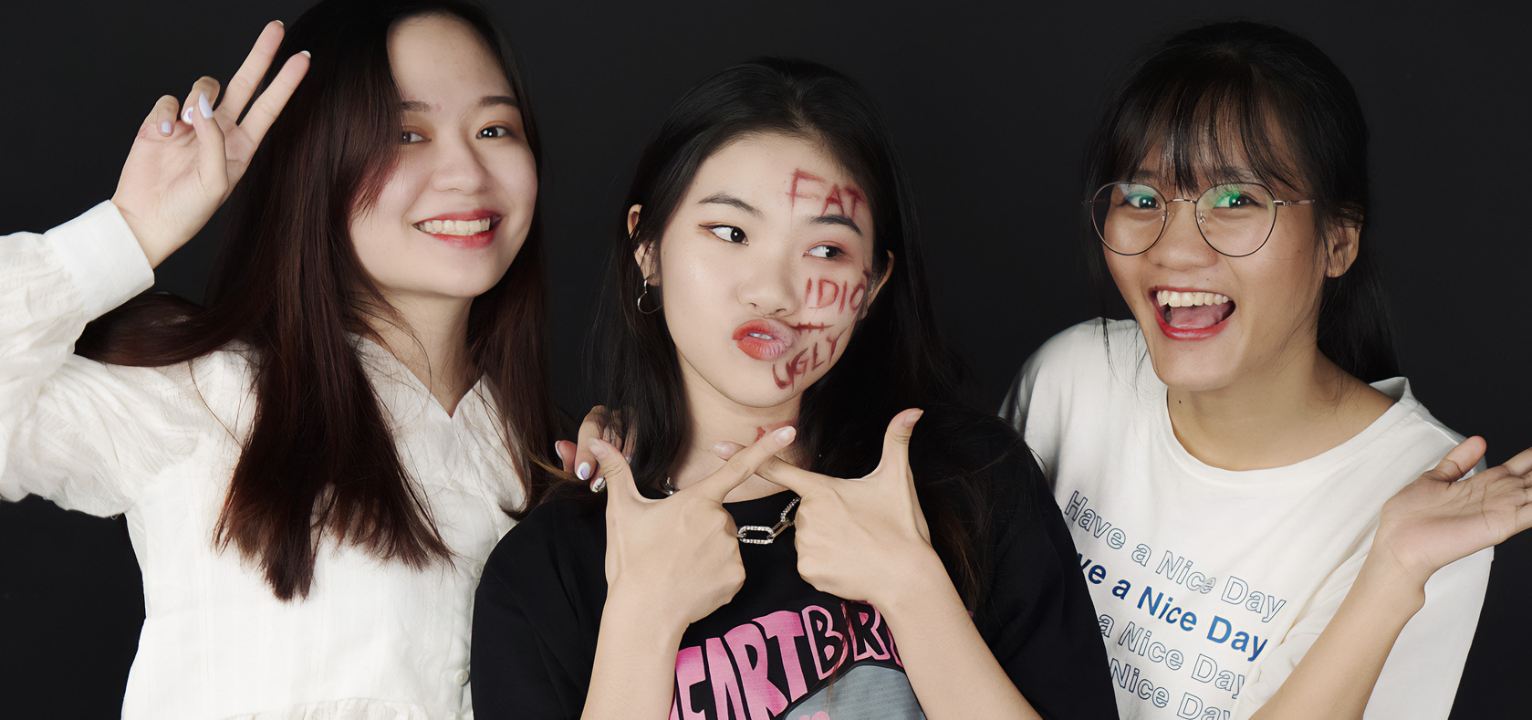 Nha (middle) and her friends developed a social media project to combat online sexual violence and cyberbullying. Photo: Ly Tu Nha