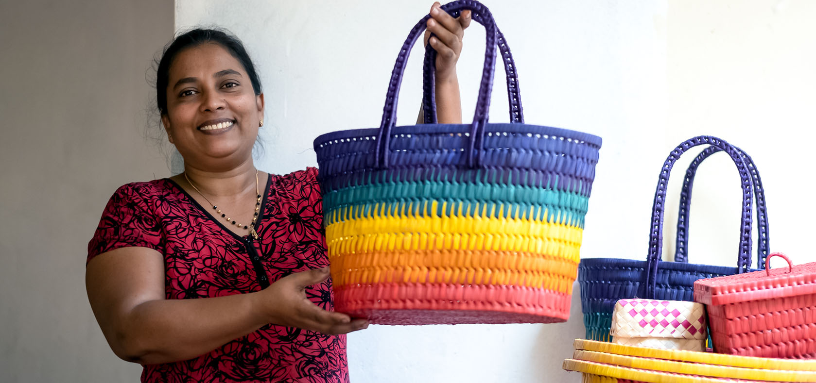 Lucia began palm-weaving in 2014 and also trains others in the craft. Photo: UN Women Sri Lanka/Ruvin De Silva