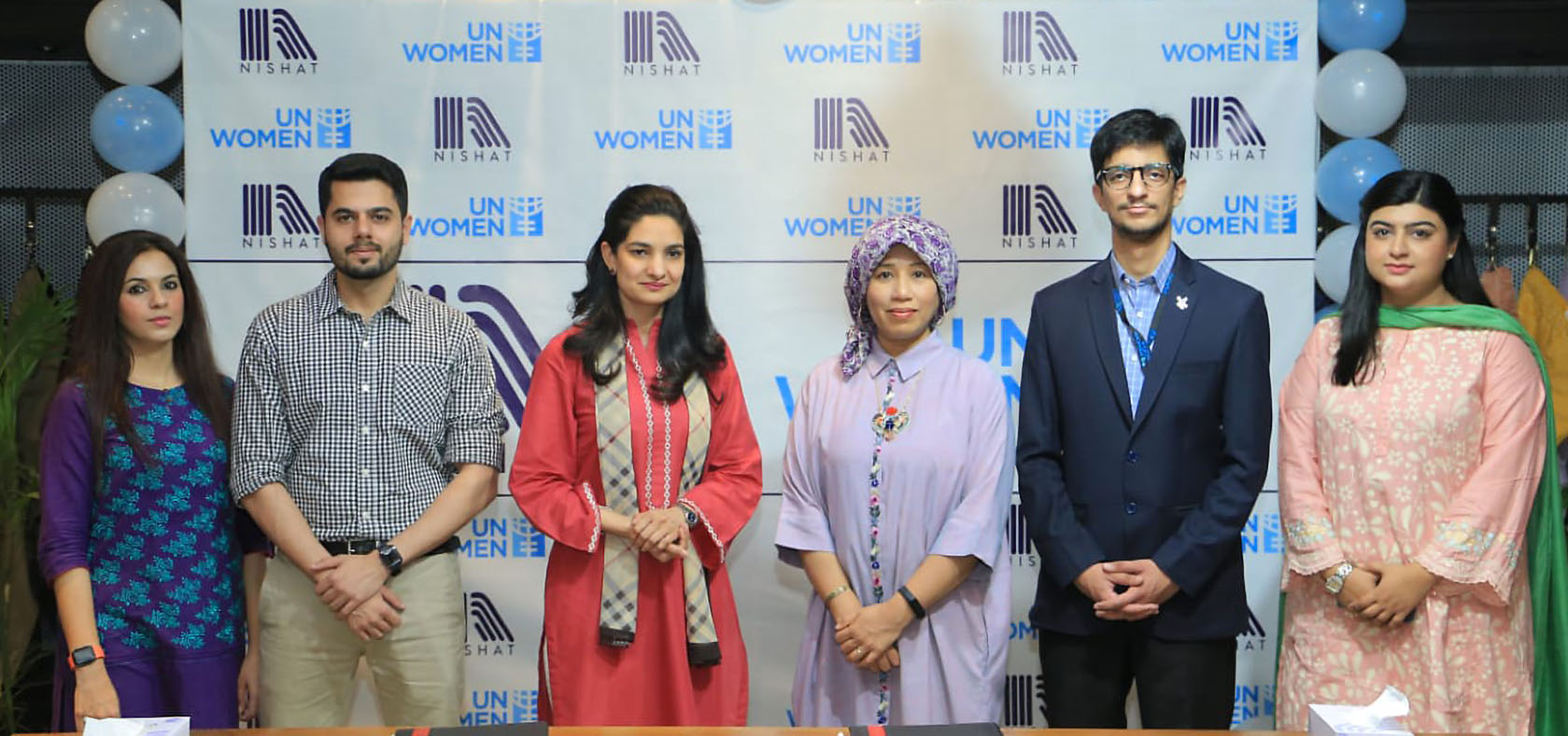 Representatives from UN Women Pakistan and Nishat Mills Limited (Apparel Division) at the signing ceremony to strengthen their cooperation and promote gender equality in the workplaces. Photo: Nishat Apparel/Ahmed Zaheer