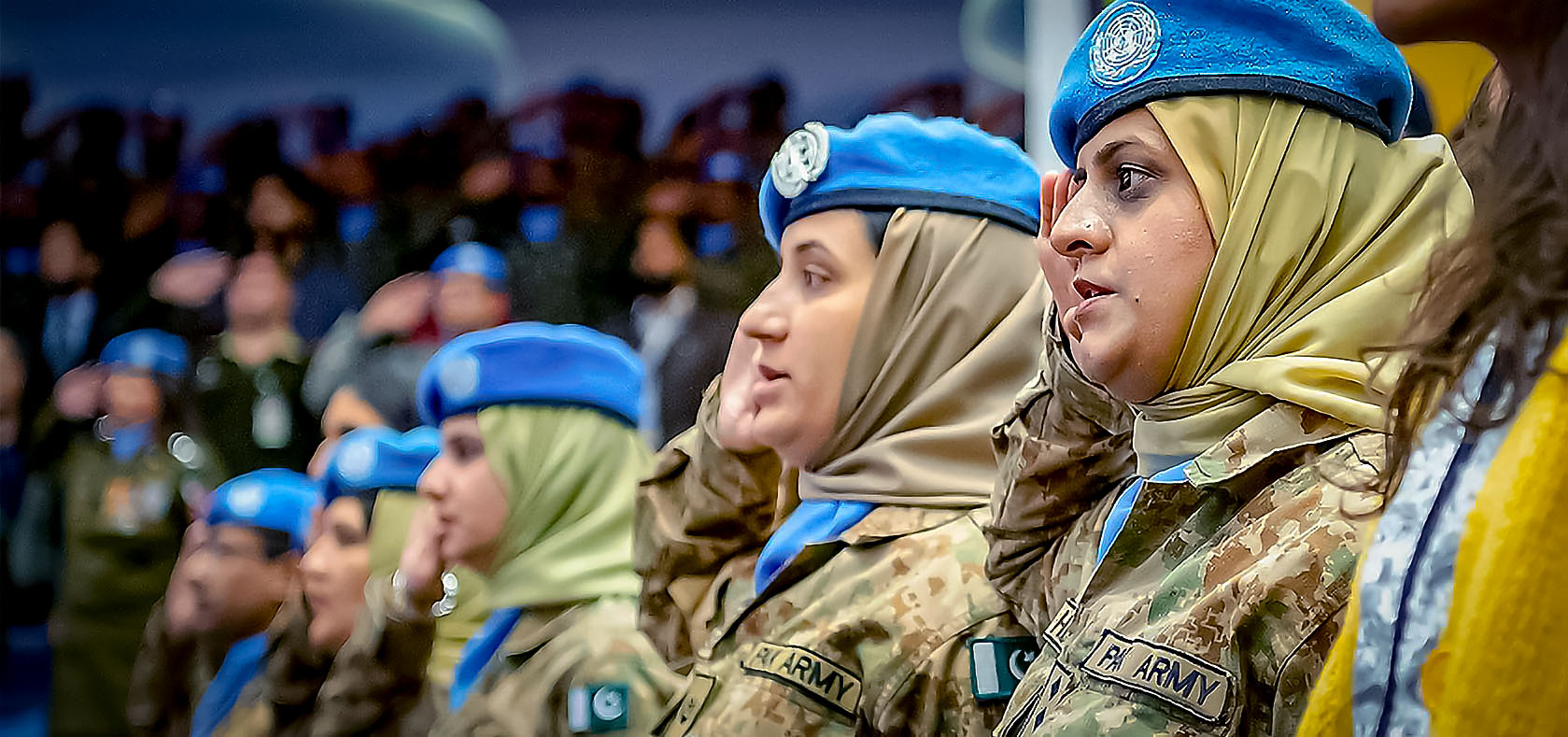 Pakistani women peacekeepers in the audience at the National University of Science and Technology in Islamabad, where Secretary-General António Guterres delivered an address on the topic of peacekeeping. Photo: UN Photo/Mark Garten