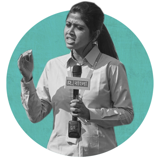 A photo of Siddhi Shah talking with a microphone