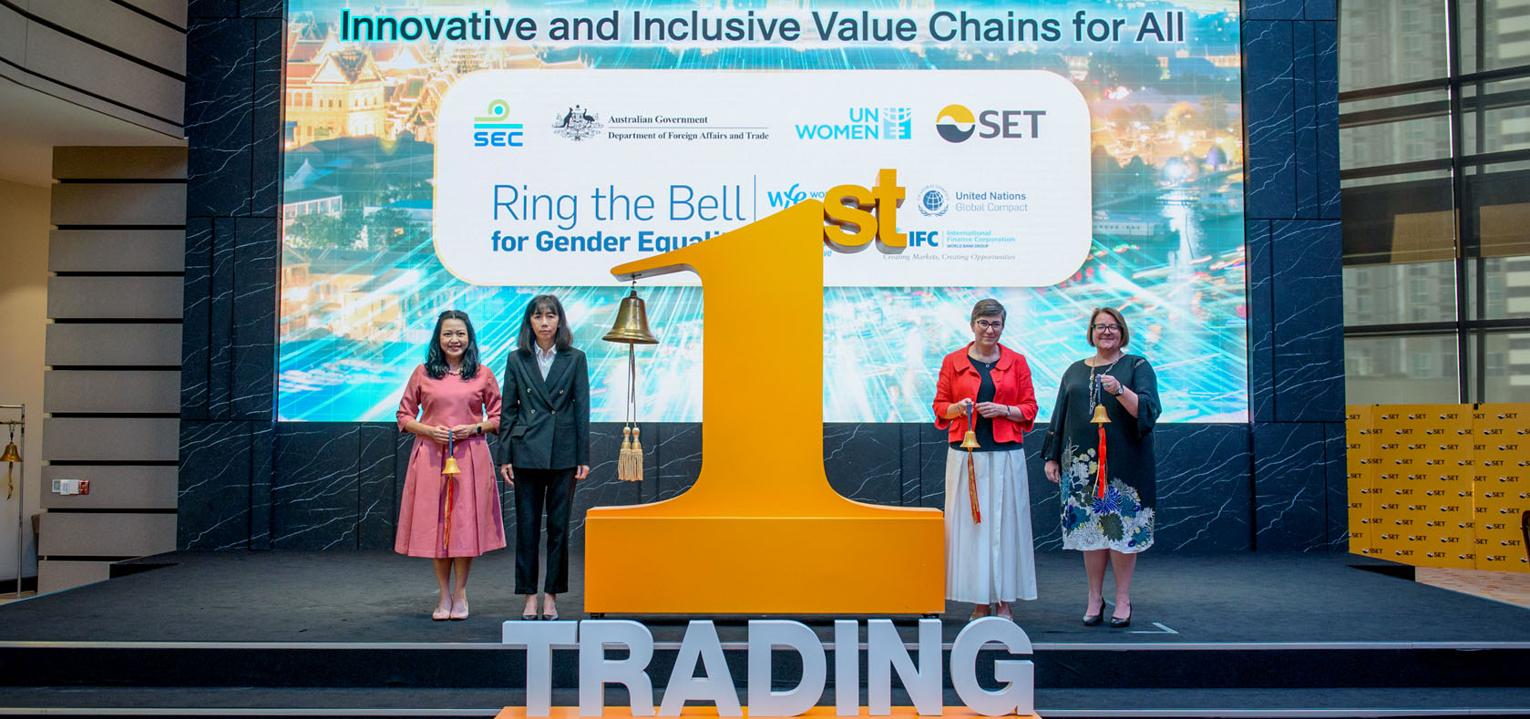 The Ring the Bell event at the Stock Exchange of Thailand (SET). Photo: Courtesy of the Stock Exchange of Thailand