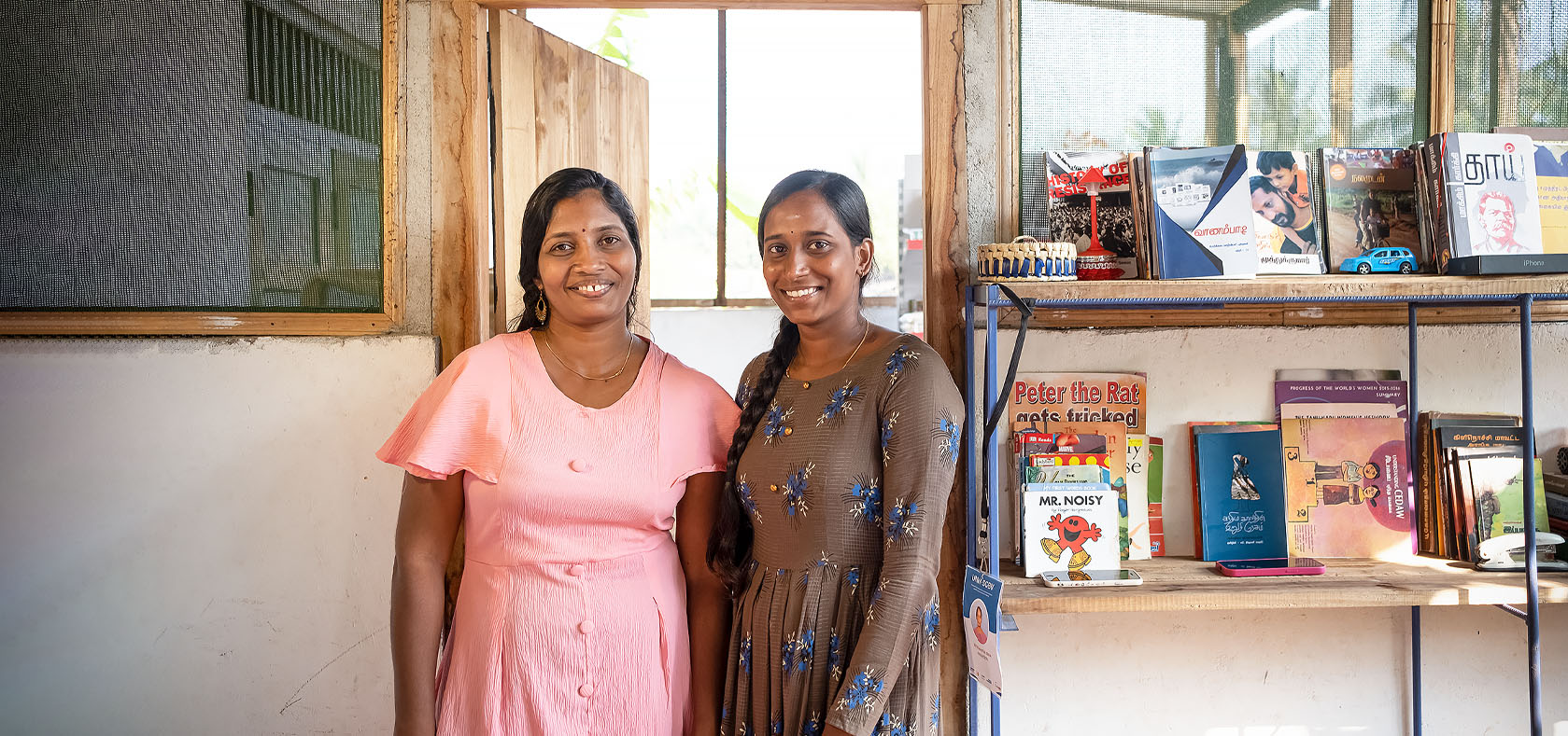 Jena (left) with her co-worker who helps run Good Life Products, pictured in Uppukulam, Mannar in Sri Lanka’s Northern province on 14 March 2023. Photo: UN Women Sri Lanka/Ruvin De Silva