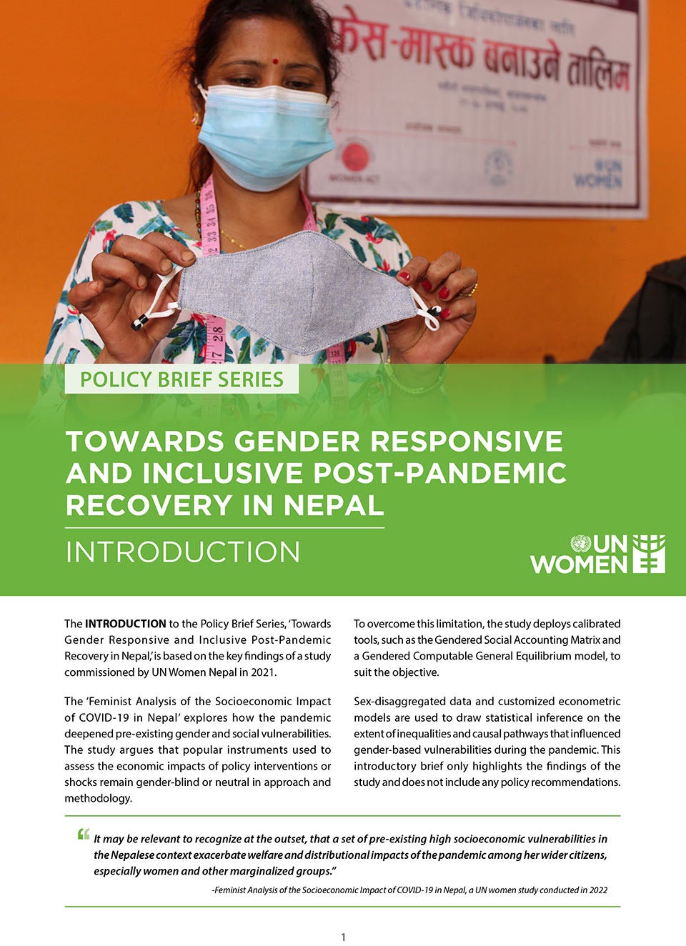 Towards Gender Responsive And Inclusive Post Pandemic Recovery In Nepal Publications Un