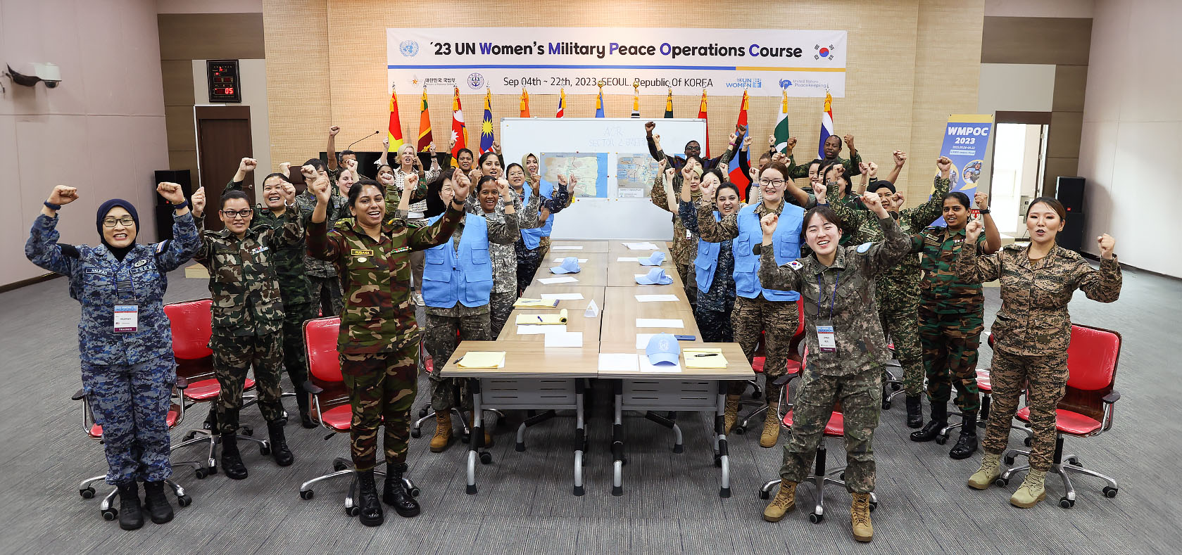 Group photo of participants of the Women’s Military Peace Operations Course. Photo: UN Women/Chanyoung Park