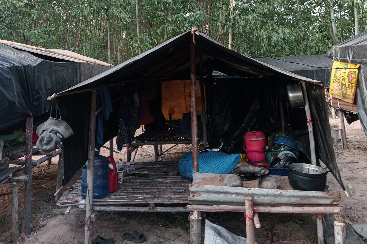 A woman migrant worker’s house in a workers’ campsite.