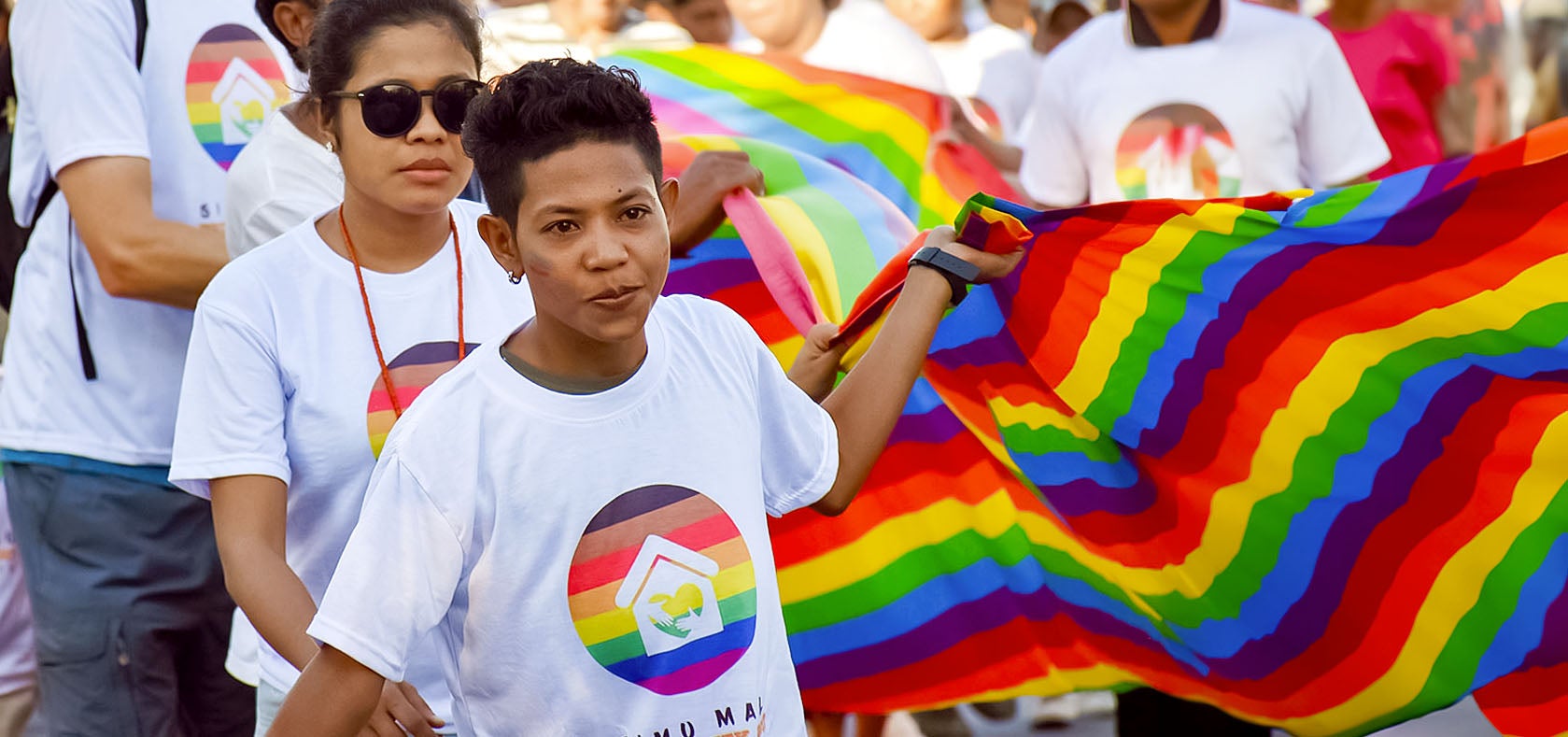 Participants are seen at a Pride march in Timor-Leste on 29 June, 2017. Photo: UN Women/Felix Maia
