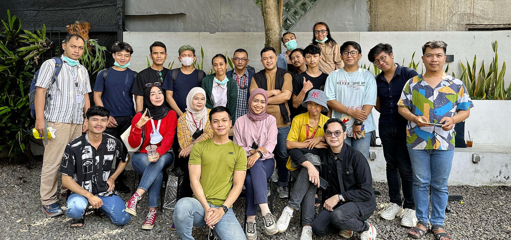 Arisdo (center in first row) is with HIV Peer Support from Female Plus and Pesona Bumi Pasundan Foundation, September 2023, Bogor, Indonesia. Photo: Courtesy of Arisdo Gonzalez
