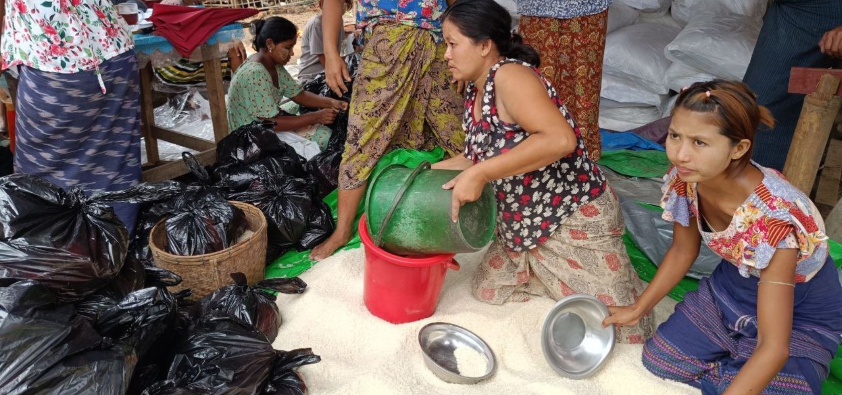 After Cyclone Mocha hit northwest Myanmar in May 2023, UN Women worked with local women-led organisations to deliver urgent assistance, including food, dignity kits and cash assistance. 