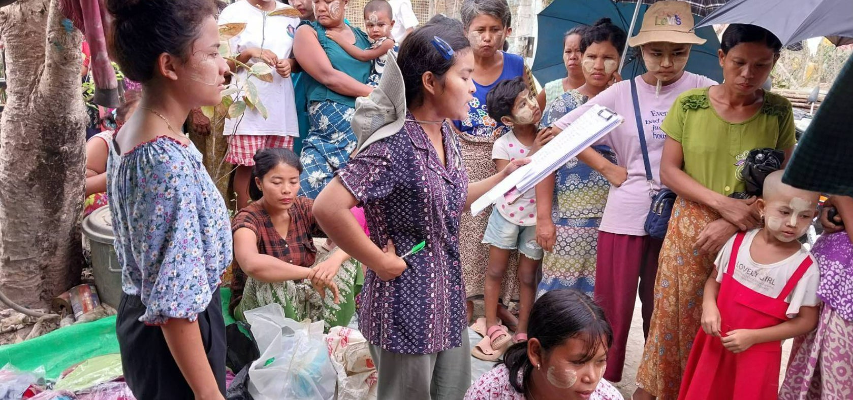 A women-led community-based organisation in Rakhine State delivered critical assistance to people left without food and shelter after the destruction caused by Cyclone Mocha in 2023. 