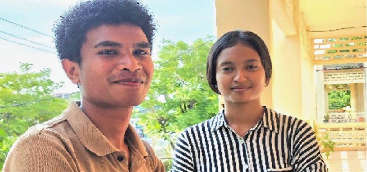 Santiago Soares Ribeiro (left), 21, and Amansya Deliana (right), 21, from the No Loser team, winner of the TikTok video competition. 