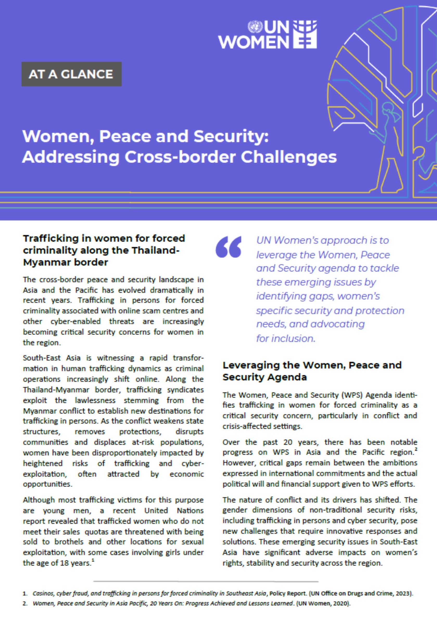 At a Glance: Women, Peace and Security: Addressing Cross-border Challenges