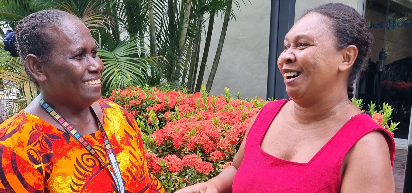 (Left) Audrey Micah Manu, Coordinator, Governance and Participation in Public Life National Programme, UN Women Solomon Islands, and (right) Diana Ma’ahoro, President, Disability and Women’s Empowerment Association.