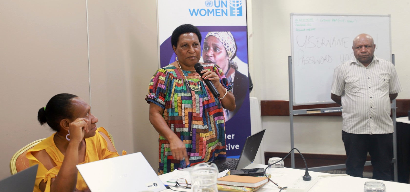 Ruth Kissam-Tindiwi, Board Chair, Advancing PNG Women Leaders Network, presenting the CSO perspective on the reflection on the state of WPS in Papua New Guinea.