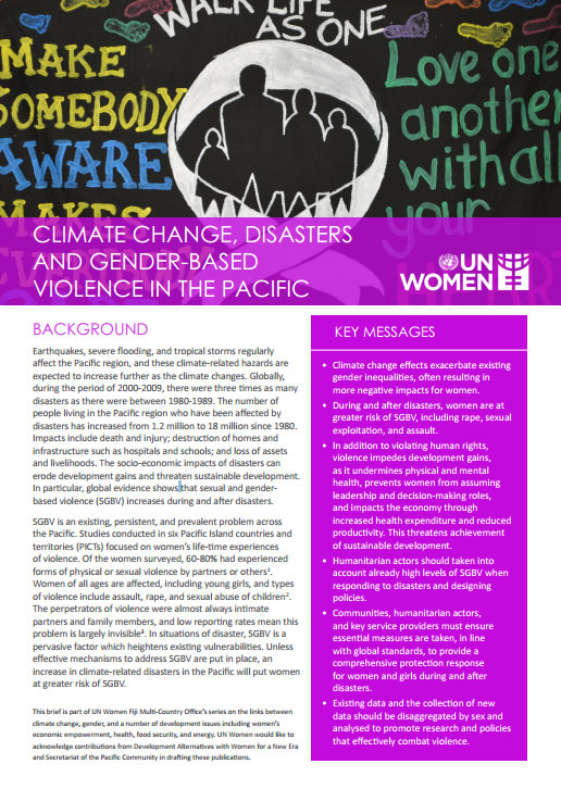 Climate change, disasters and gender-based violence in the Pacific