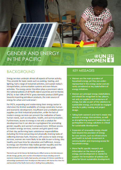 Gender and energy in the Pacific