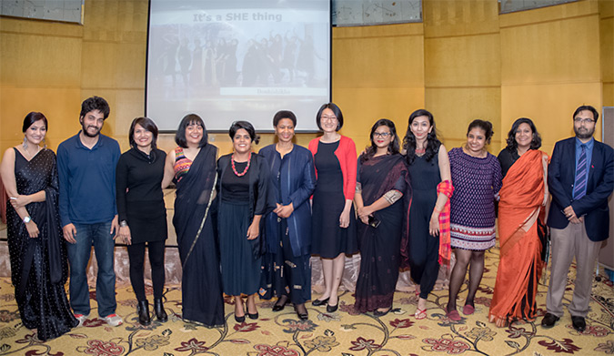 Executive Director with the actors of Bonhishkha group. UN Women/Saikat Mojumder
