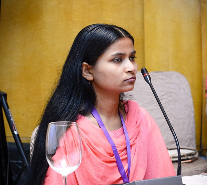 Lata Banu tells her story at an event organized by UN Women and CARE on "Gender Equality at Workplace: Success and Challenges of Career Advancement". Photo: CARE/Kazi Mirzan