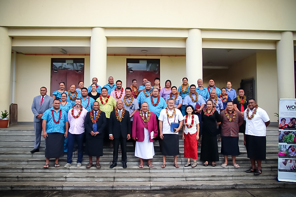 Group photo with Permanent Secretary for the Ministry of Women, Children and Poverty Alleviation Dr. Josefa Koroivueta during the launch. Photo: Courtesy of Department of Information, Fiji
