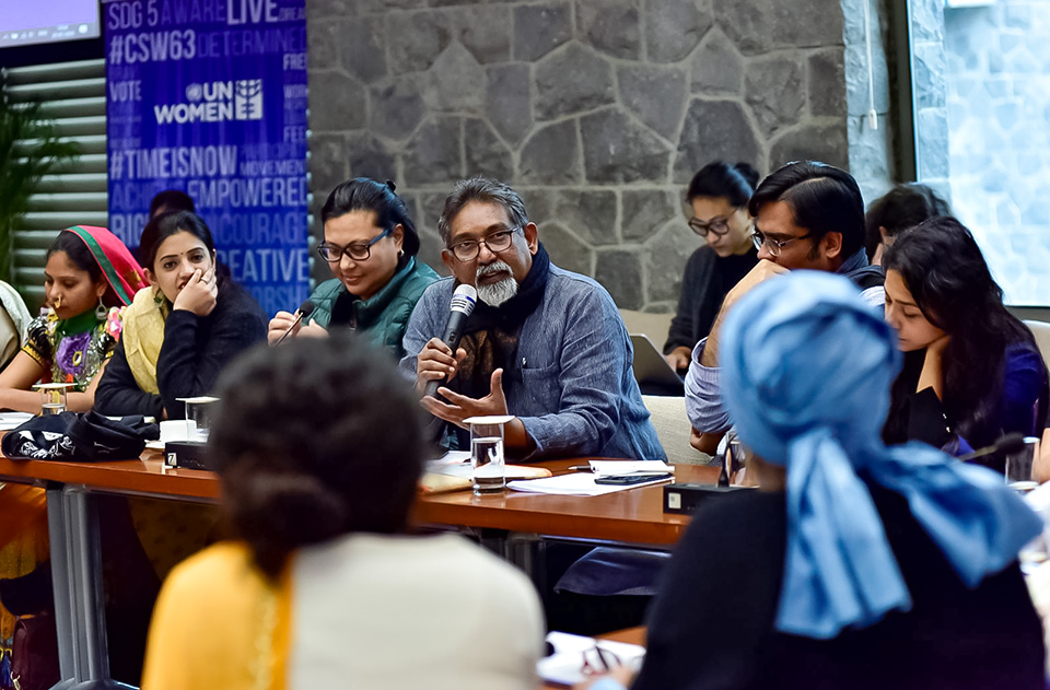 Civil rights activist, Paul Diwakar shares his perspectives at the Consultation on ‘Promoting Gender Equality Through the Beijing Platform for Action (BPfA) and CSW63’, held in New Delhi. Photo: UN Women/Sarabjeet Dhillon