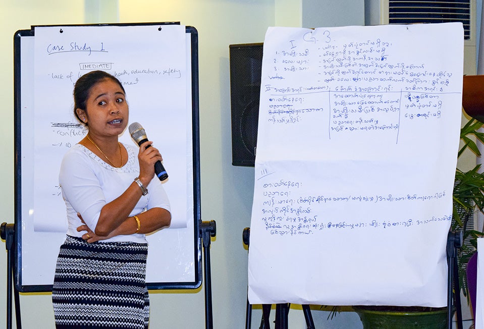 Daw Swe Swe Khaing, Head of the Women’s Department at the Confederation of Trade Unions of Myanmar. Photo: UNHCR