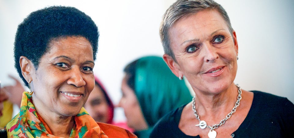 UN Women Executive Director, Phumzile Mlambo-Ngcuka, with Finland's Ambassador to Afghanistan, Anne Meskanen, at the special meeting of the Women, Peace and Security Working Group to discuss the situation for women, peace and security in Afghanistan and the implementation of the National Action Plan for Resolution 1325. Photo: UNAMA/Fardin Waezi