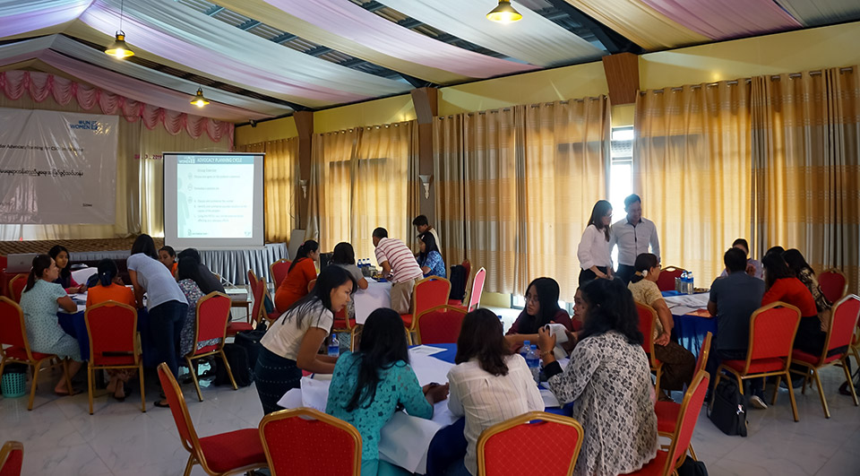 Training participants are engrossed in group work. Photo: UN Women/Salai Hsan Myat Htoo