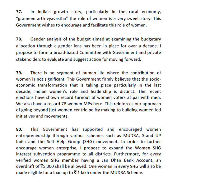 Excerpt from the Budget Speech of 2019-20. Source: India Budget