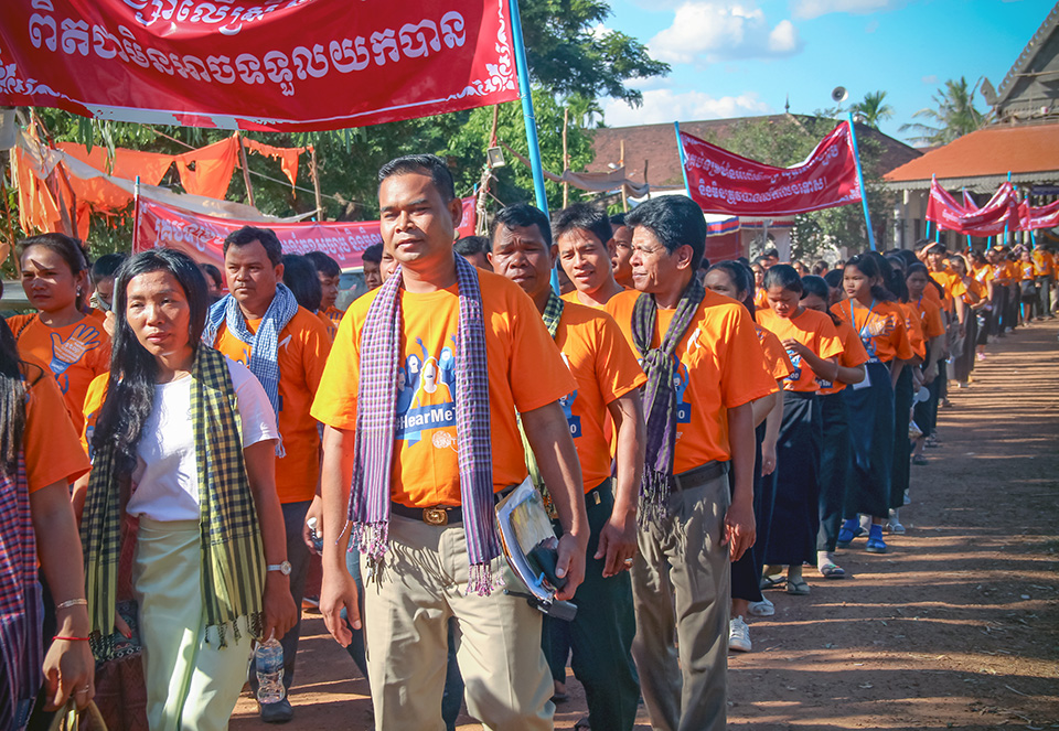 About 300 people including many men march to raise awareness about violence against women, in Siem Reap province of northwestern Cambodia, on 6 December 2018. “Orange the World” was the theme of the global activism campaign for women’s safety and dignity. Photo: UN Women/Vutha Phon