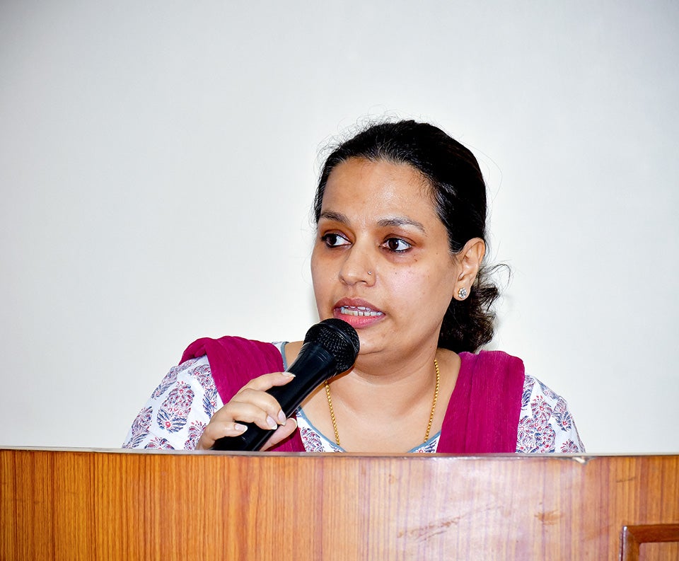 UN Women Nepal Deputy Representative Gitanjali Singh giving her remarks at the panel discussion. Photo: UN Women