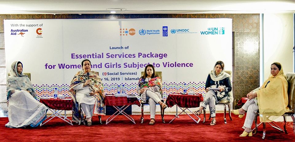 Panel discussion at ESP launch. Photo UN Women/Habib Asgher