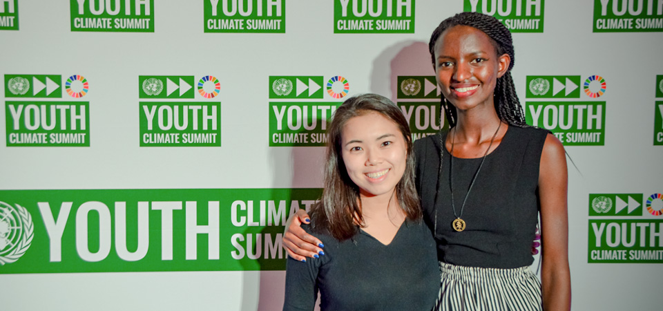 Mayumi Sato with a youth activist at the Climate Action Summit in New York. Photo: Courtesy of Mayumi Sato
