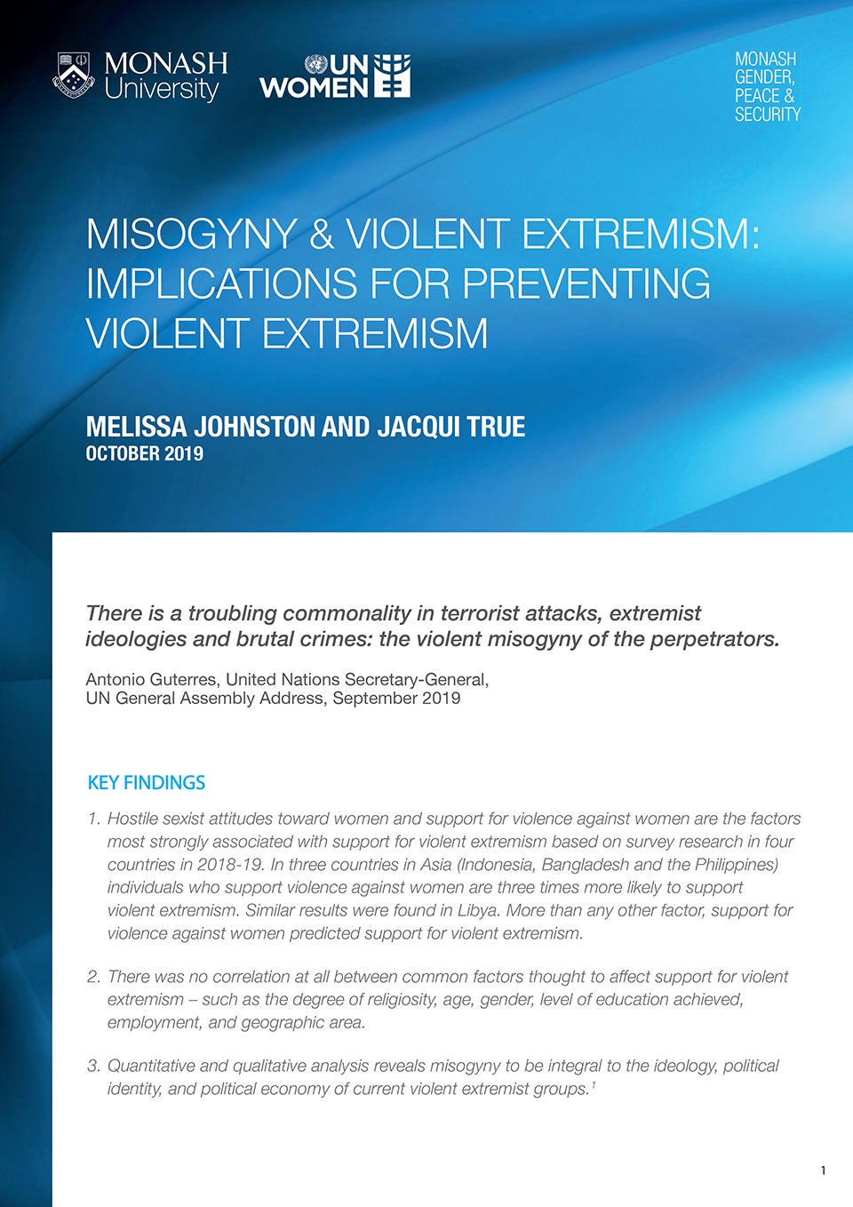 Misogyny & Violent Extremism: Implications for Preventing Violent Extremism