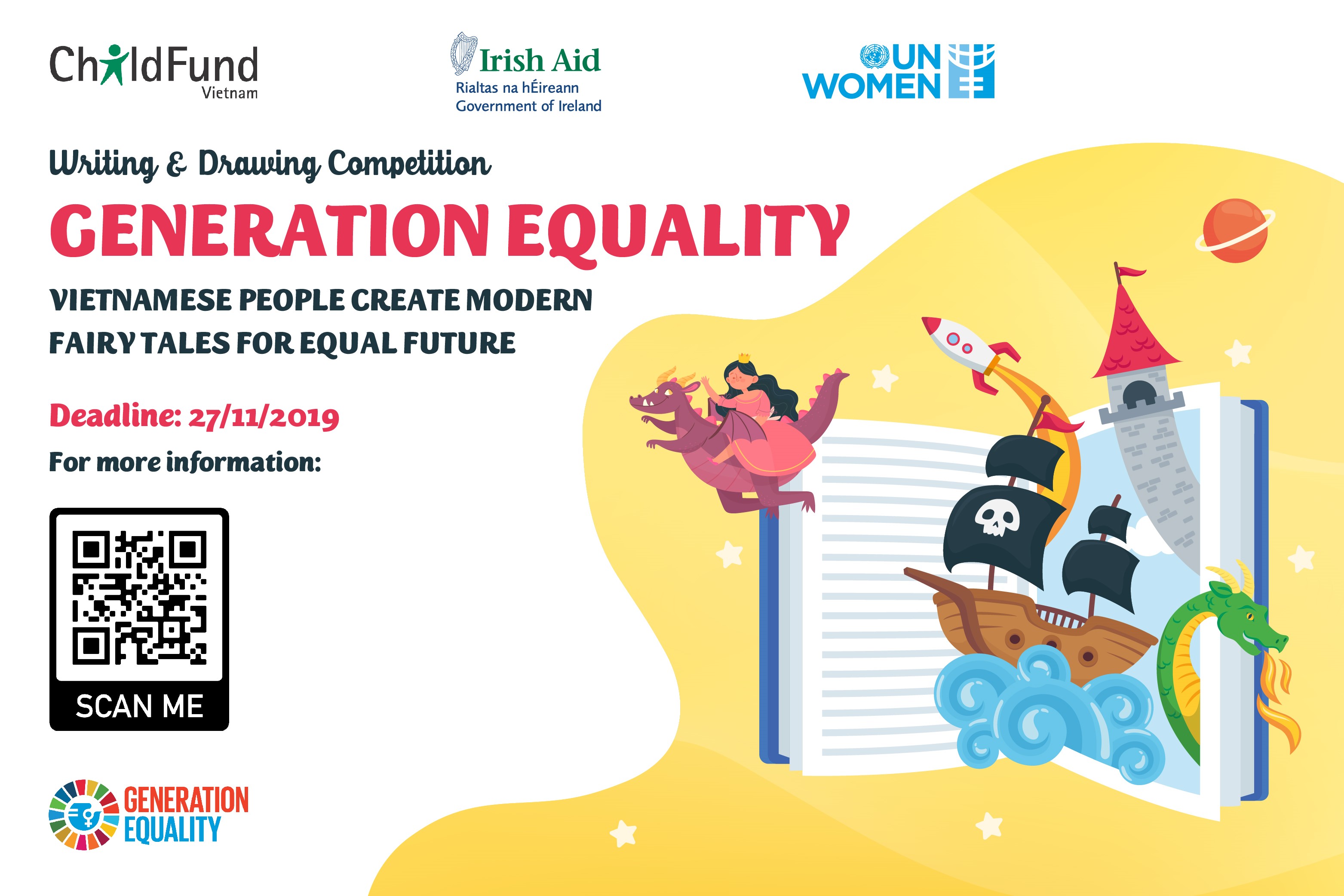 UN Women, Embassy of Ireland and ChildFund Viet Nam are inviting all legal residents in Viet Nam, especially children and the youth, with no age limation, to participate in a new contest to eliminate gender stigma and stereotypes in fairy tales. 