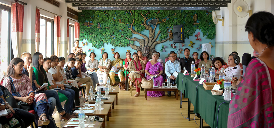 Participants of the 13 August dialogue in Kathmandu discuss efforts at greater inclusion. Photo: Courtesy of Mitini Nepal