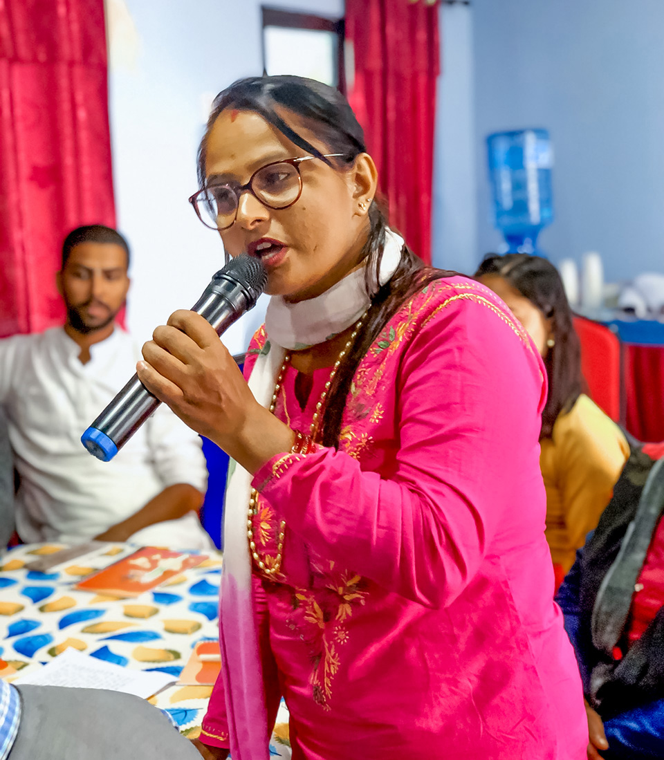 Srijana Adhikari, locally elected leader from Bharatpur Municipality of Chitwan district, says she wants to encourage local government to organize similar initiatives to promote Intergenerational Dialogues. Photo: UN Women/Naresh Newar