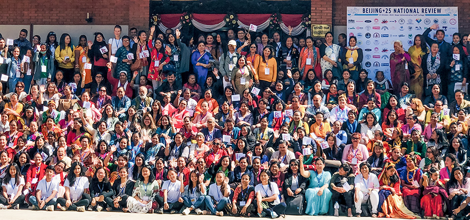 More than 350 people participated in the Beijing+25 review national consultation in Kathmandu on 22 October, organised by UN Women’s partner Beyond Beijing Committee (BBC) Nepal. Photo: UN Women/Naresh Newar