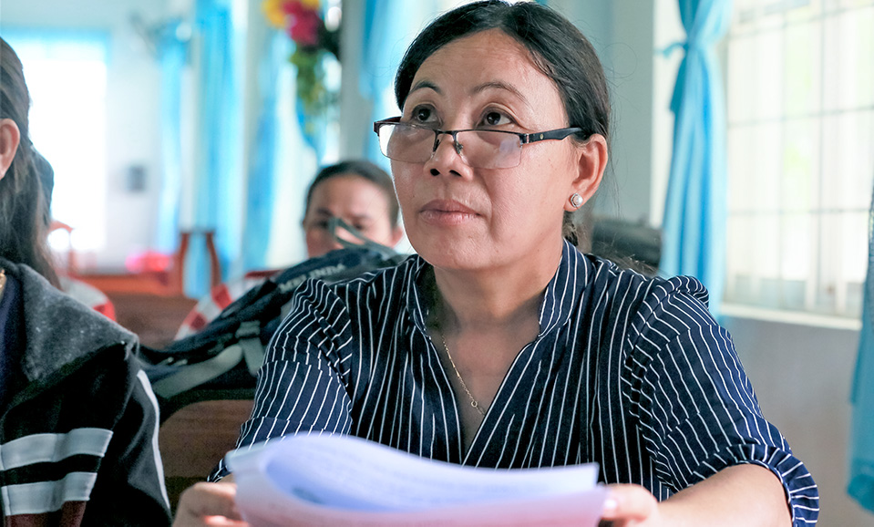 Linh in a training on market development and business management organized by UN Women. Photo: UN Women/Thao Hoang