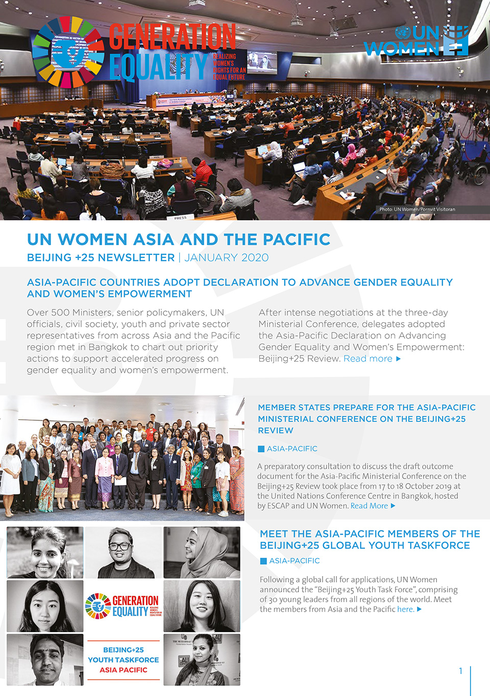 COVER: UN Women asia and the Pacific Beijing +25 Newsletter | JANUARY 2020
