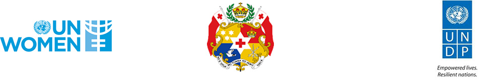 Partner logos: UN Women, Tonga Government and UNDP