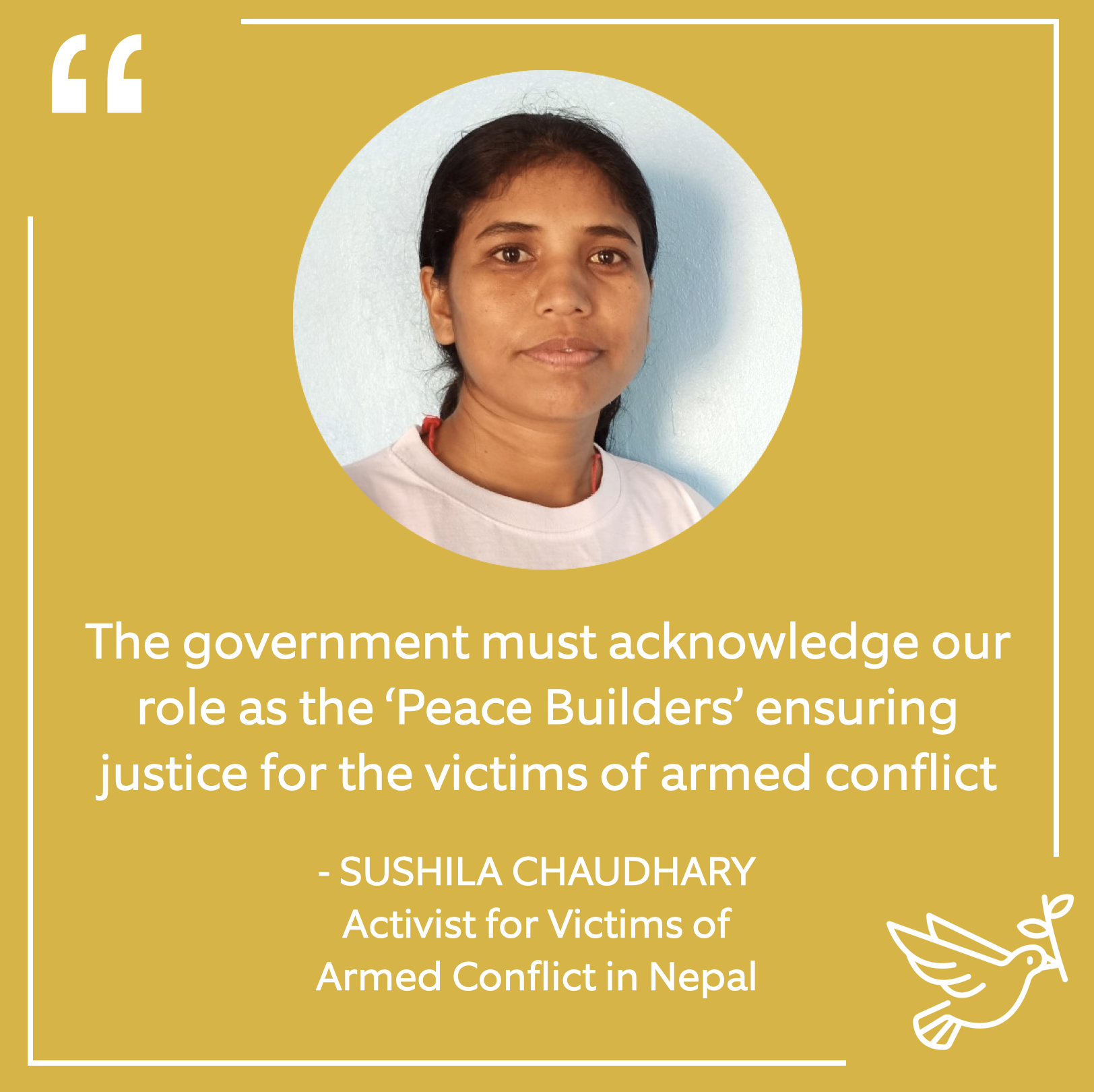 Sushila Chaudhary - Activist for Victims of Armed Conflict in Nepal 