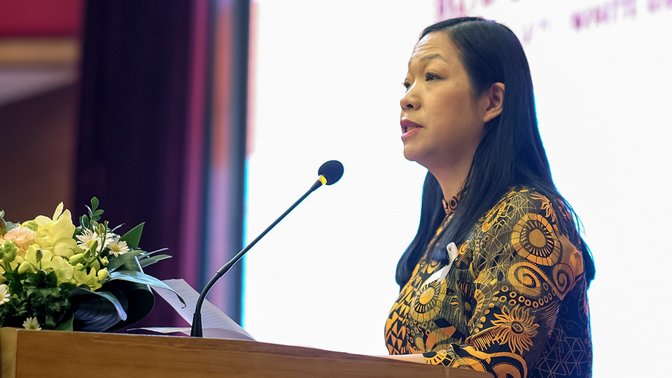 Ms. Duong Ngoc Linh, Director of Center for Women and Development  speaking at the event. Photo: UN Women/Ngoc Duong