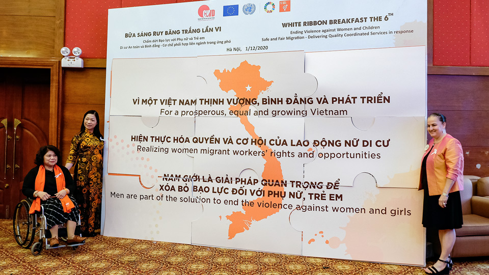 Completed puzzle of our messages. Photo: UN Women/Ngoc Duong