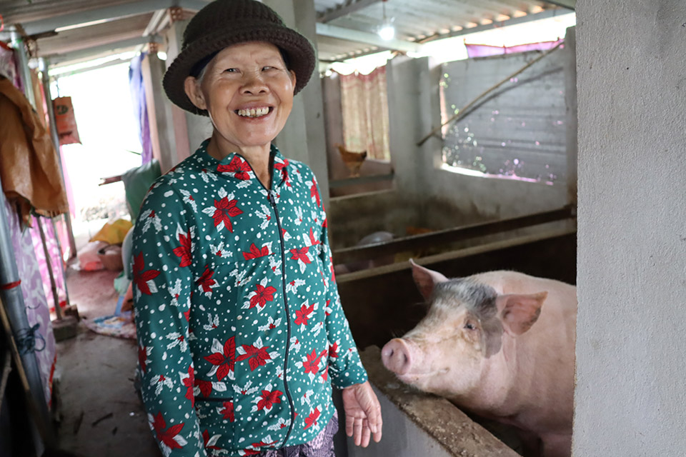 Tran Thi Quyt used the money to buy two piglets and some fertilizer. Photo: UN Women/Thao Hoang