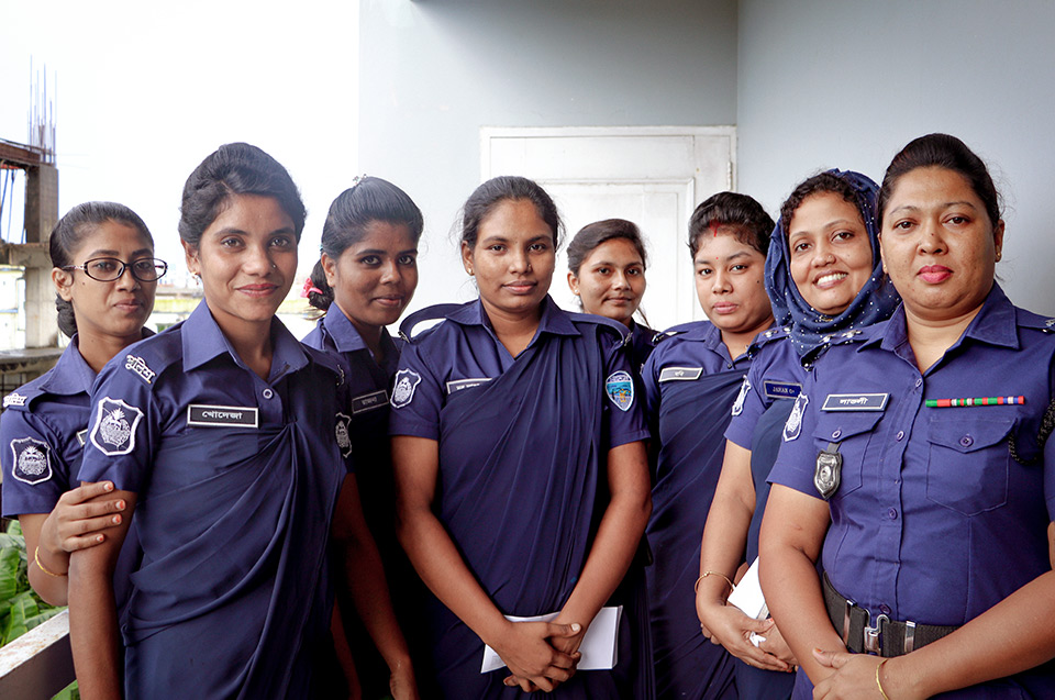 Female police officers in Cox’s Bazaar attending transformational training delivered by Jane Townsley. Taken on 10 October 2019. Photo: UNWomen/Julian D’Silva
